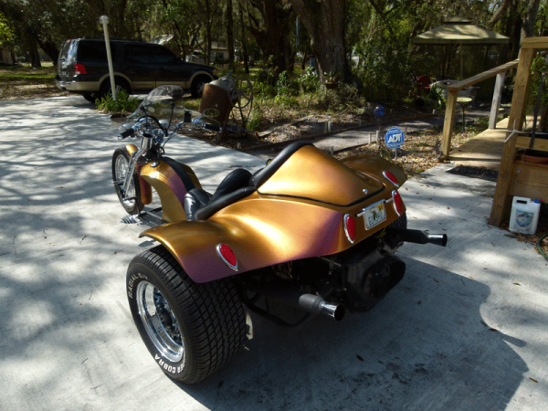 Chameleon Pearls 4739OR. Orange Gold Red sprayed on a Trike.