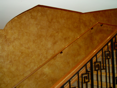 Bronze Copper Candy Pearls ® over tan base latex used in Faux Finish Glaze.