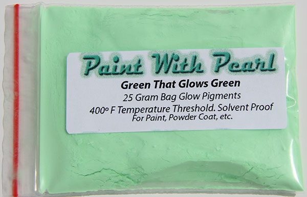 This light minty looking green is actually a green that glows green paint pigment.